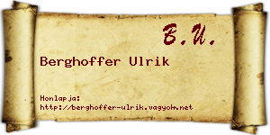 Berghoffer Ulrik névjegykártya